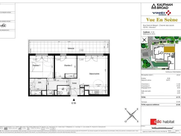 Appartement 3 pièces 62 m²