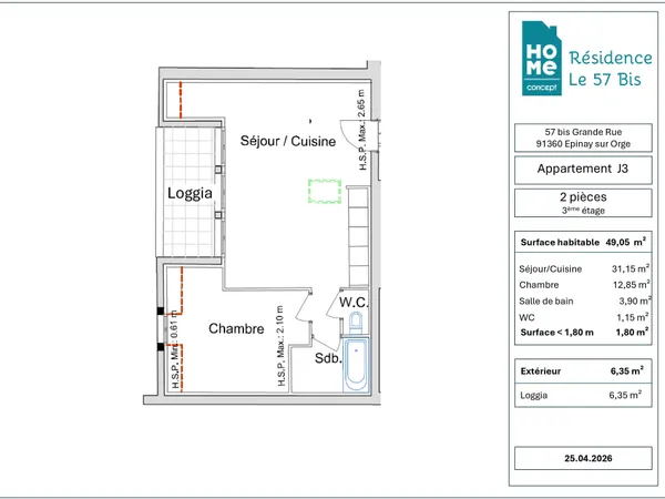 Appartement 2p réhabilité avec loggia - Possibilité de parking
