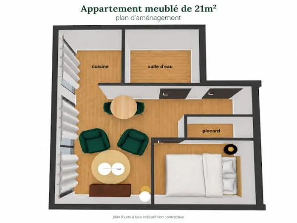 Appartement 2 pièces 21 m²