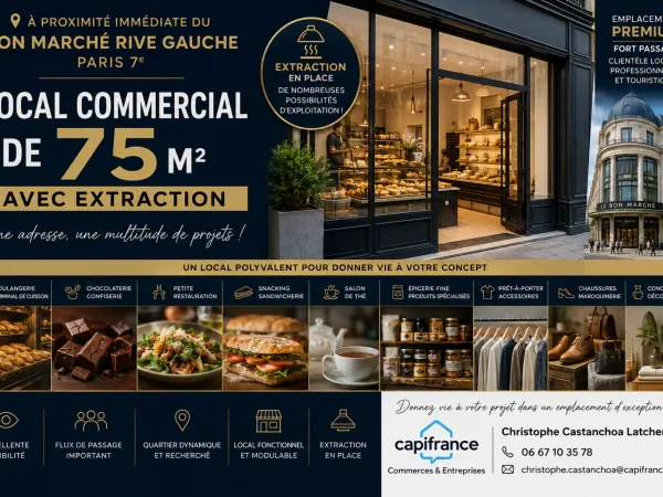 Fonds de commerce 3 pièces 75 m²