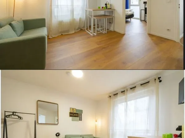 Loue T2 meublé 34 m² standing avec espace bureau & lave-linge - Mulhouse Kennedy