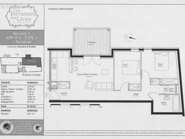 Appartement T3 62m2