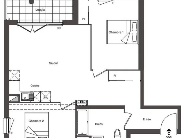 Appartement neuf 3 pièces, 61,5 m², loggia et parking