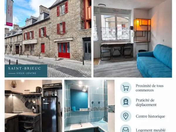 Studio meublé 22 m² - Saint-Brieuc vieux centre - rue piétonne
