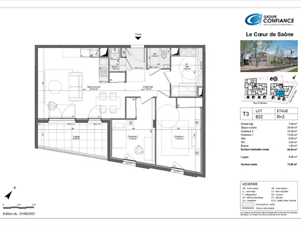 Appartement 3 pièces 65 m²