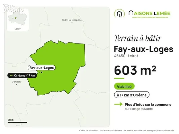 Terrain à bâtir 603 m² viabilisé à Fay-aux-Loges