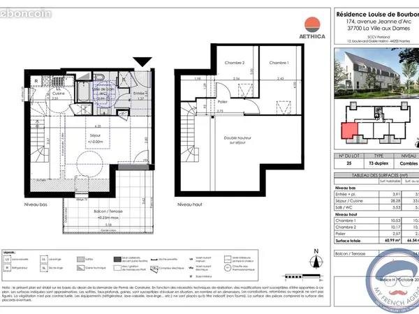 Duplex 4 pièces 61 m²