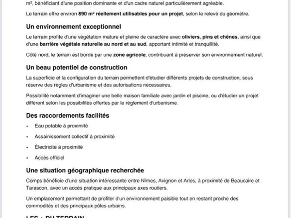 A vendre -terrain à bâtir à comps 30300