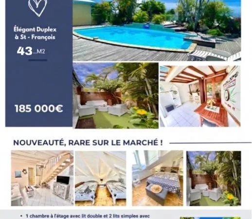 Vente élégant duplex à saint François piscine