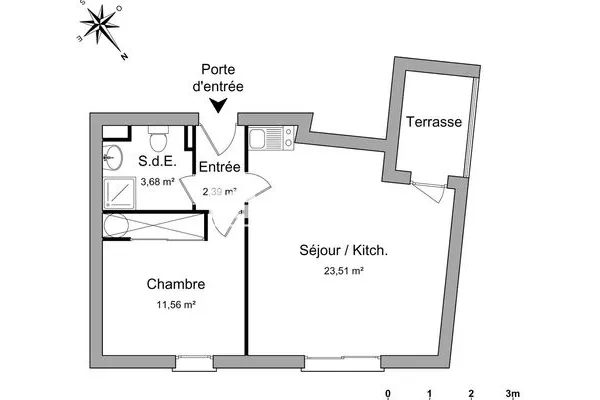 Appartement meublé 2 pièces 41 m²