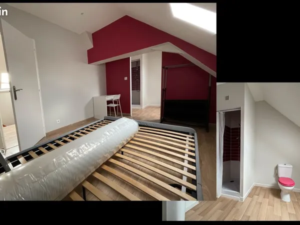 Chambre avec sanitaires privatifs dans maison de ville en colocation