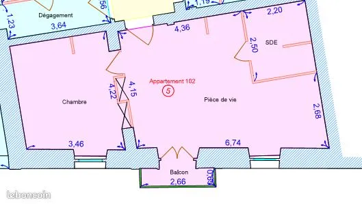 Loue T2 meublé 46 m²