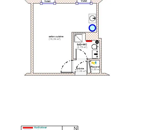 Studio 1 pièce 21 m²