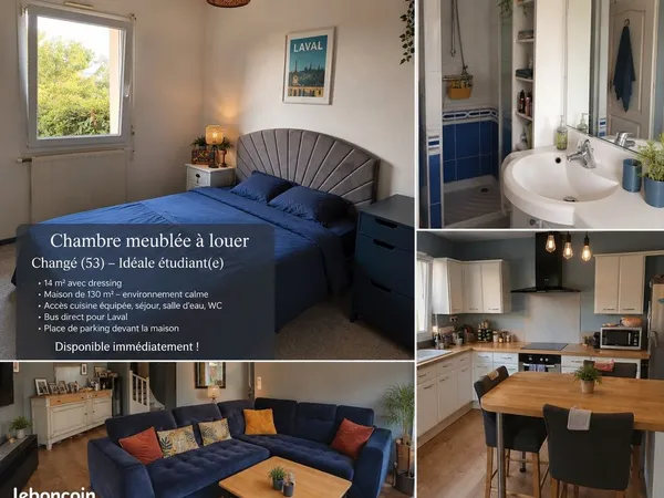 Chambre meublée à louer - Changé (53) - Idéale étudiant(e)