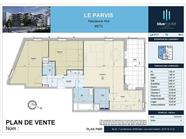 Appartement 3 pièces 78 m²