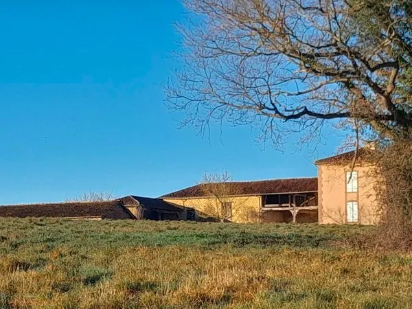 Corps de ferme gascon de caractère avec terrain et étang - Vue Pyrénées
