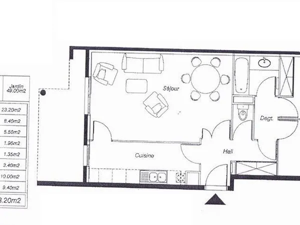 Appartement type 3 de 61,76 M2, avec rez-de-jardin de 50 M2