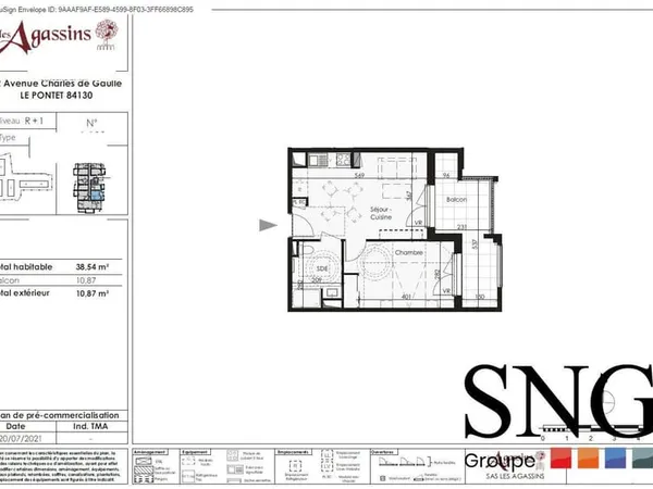 Appartement 2 pièces 39 m²