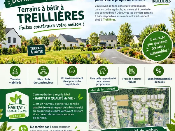 Terrains de 301 m² à 578 m², viabilisés, libres de constructeur