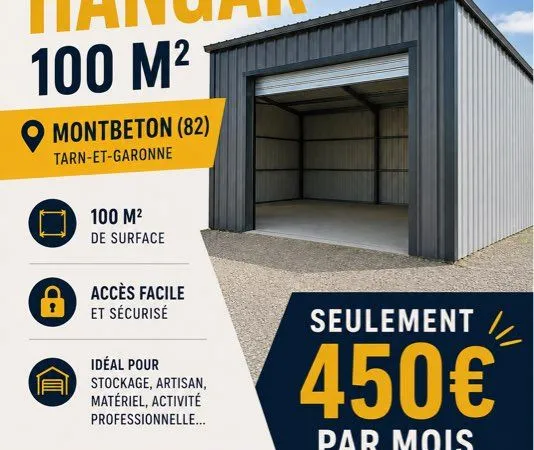 Location hangar 100 m² à Montbeton