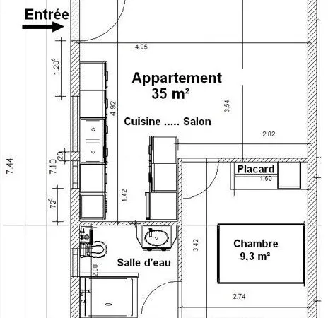 Location Appartement meublé 35m² / pour 1 personne à Baie-Mahault