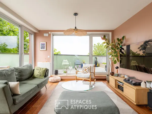 Appartement contemporain avec terrasse en plein ciel