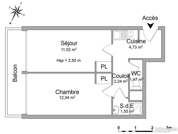 Appartement 1 pièce 34 m²