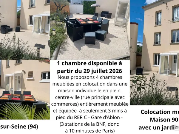 📌 1 chambre 570 CC de 13m2 disponible à partir du 29 juillet 2026 : 🏡 Colocation meublée - Maison 10