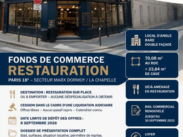 Fonds de commerce, restauration PARIS