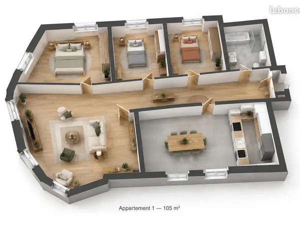 À louer — Grand appartement non meublé de 105 m² à Bort-les-Orgues