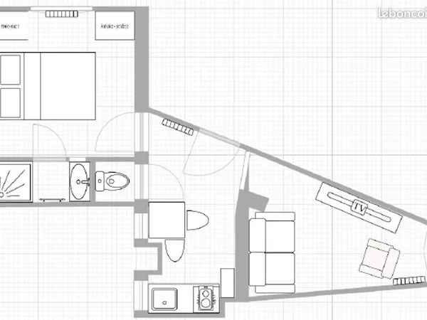A louer 2 pièces Meublées 28m²