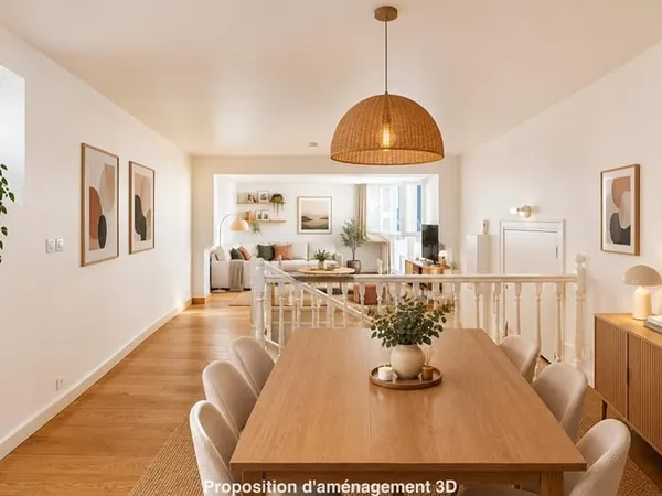 Duplex inversé en cour anglaise arborée, au coeur de l'île de la Jatte.