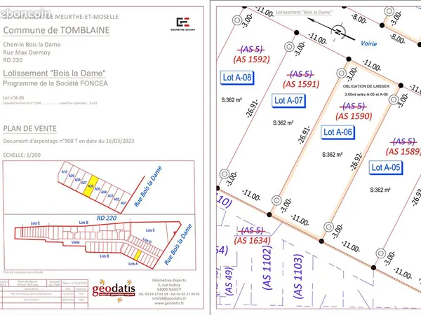 Terrain 364 m² TOMBLAINE