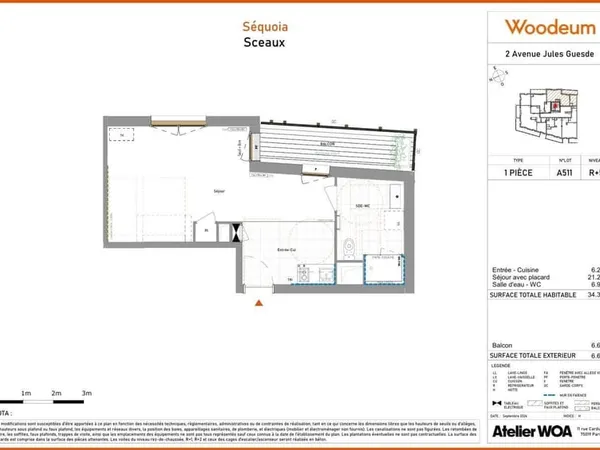 Appartement 1 pièce 34 m²