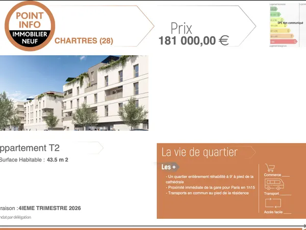 Appartement T2 neuf de 43,5 m² à Chartres