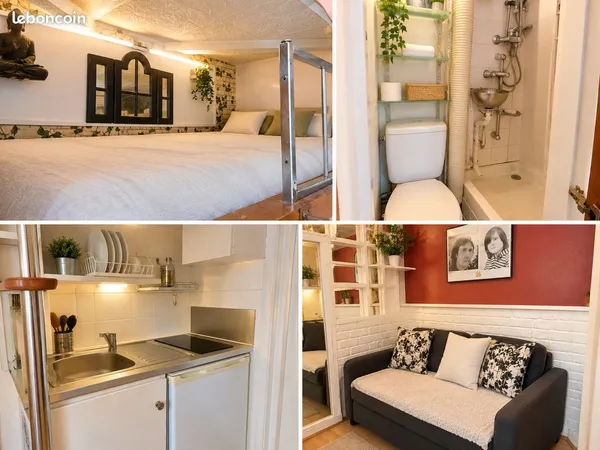 Vente studette meublée avec mezzanine - calme sur jardin - Levallois Perret