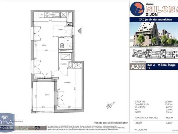 Appartement 2 pièces 43 m²