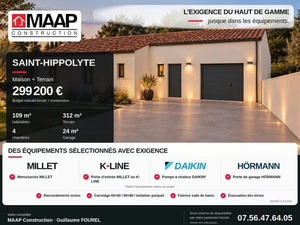 Projet de construction · Projet ECRIN 4 chambres à Saint-Hippolyte