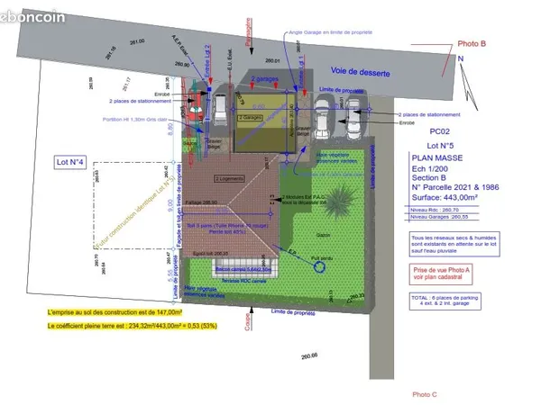Terrain 443 m² LA BUISSIERE VIABILISE LIBRE CONSTRUCTEUR