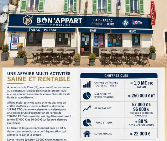 Bar, fonds de commerce, jeux, presse, tabac JOUET SUR L AUBOIS