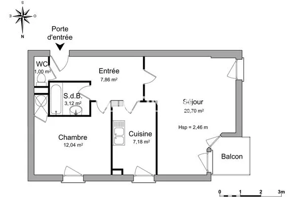 Appartement 2 pièces 52 m²