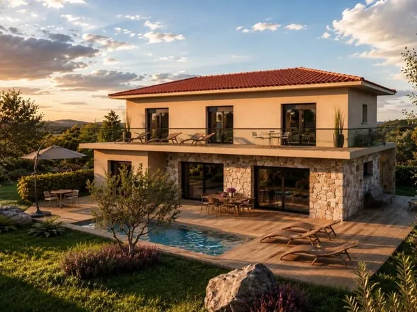 Pianottoli-Caldarello - Terrain à bâtir avec projet de villa 5 pièces de 150 m² et piscine