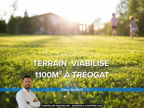 Terrain constructible  environ 1100 m²  TRÉOGAT (Finistere)