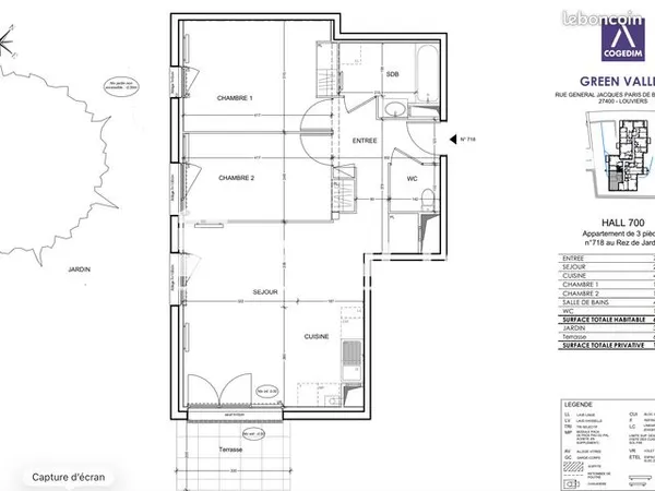 Appartement 3 Pièces 64.78m² à louer 758 - LOUVIERS 27400