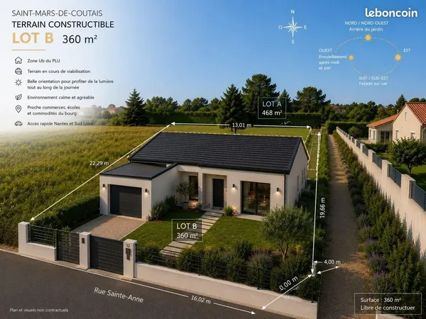 Terrain 360 m² SAINT-MARS-DE-COUTAIS