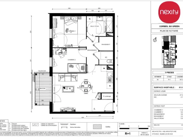 Appartement 3 pièces 62 m²