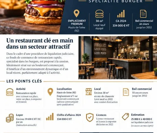Restauration, restauration rapide 30 m² CLICHY