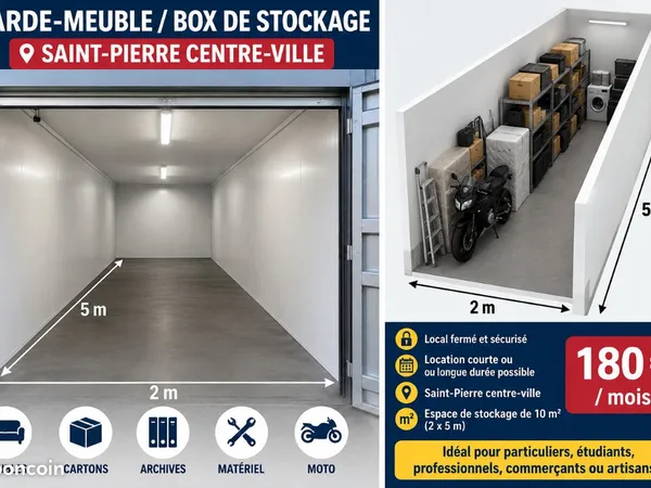 Garde-meuble / box de stockage - saint-pierre centre a cote tribunal