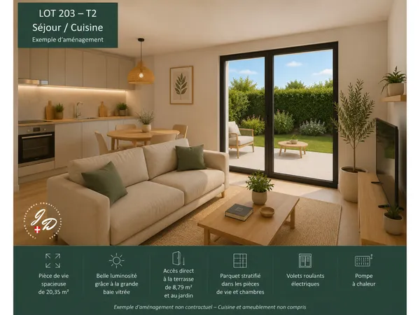 ENTRELACS (ALBENS)  T2 NEUF AVEC JARDIN PRIVATIF ET PARKING