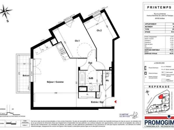 Appartement 3 pièces 64 m²